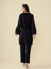 Load image into Gallery viewer, Black Straight Schiffli Kurta Set
