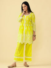 Load image into Gallery viewer, Lime Embroidered 3/4 Sleeves Kurta Set