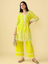Load image into Gallery viewer, Lime Embroidered 3/4 Sleeves Kurta Set

