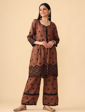 Load image into Gallery viewer, Brown Embroidered Kurta Set

