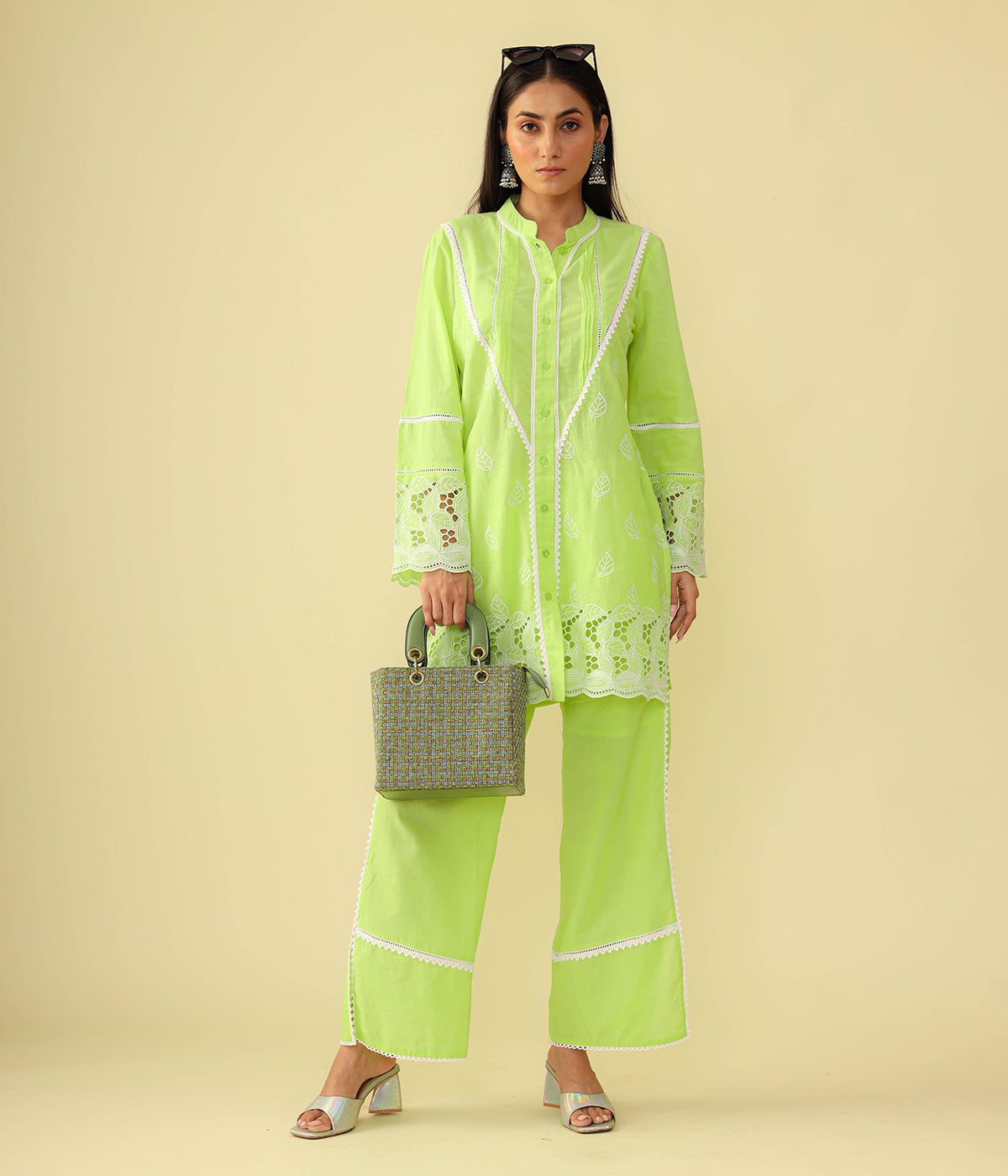 Lush Green Embroidered Kurta Set - CHIKARI