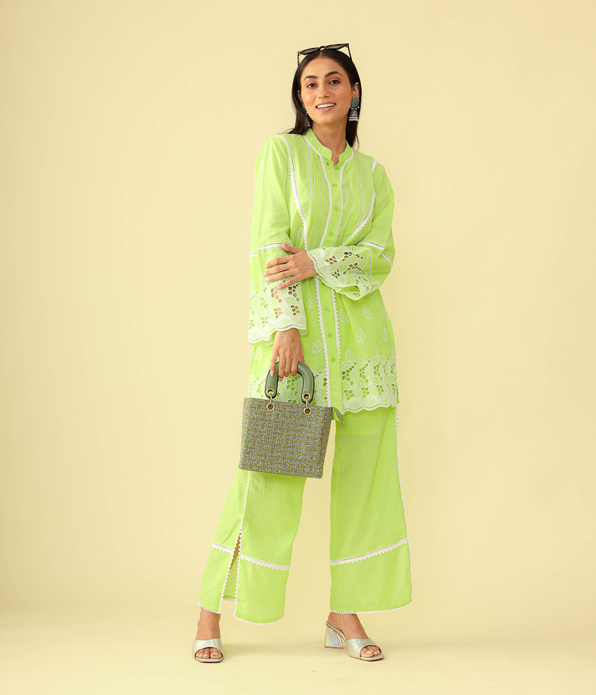 Lush Green Embroidered Kurta Set - CHIKARI