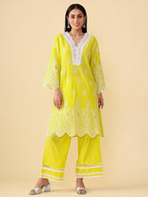 Load image into Gallery viewer, Lime Embroidered Kurta Set