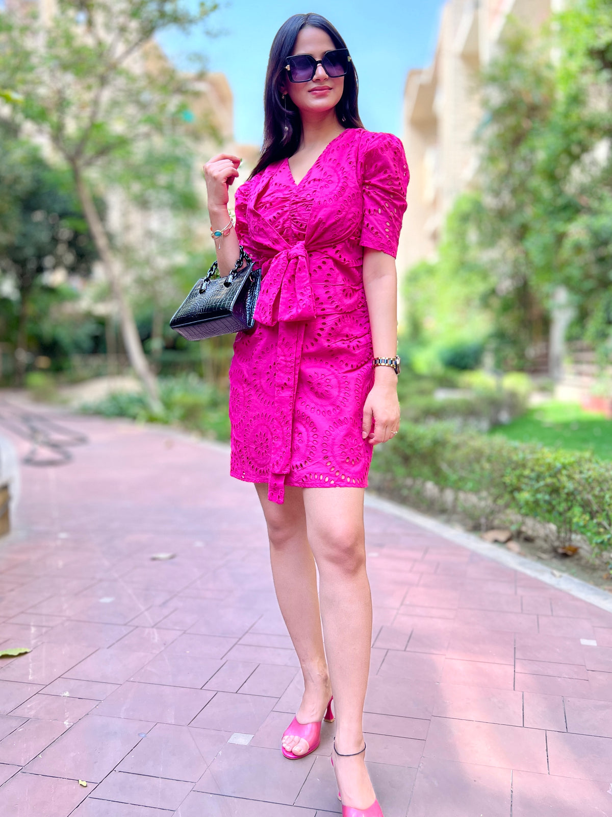 Hot Pink Knot Dress - CHIKARI