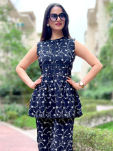 Load image into Gallery viewer, Black N White Schiffli Coord Set. - CHIKARI
