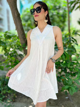 Load image into Gallery viewer, Crisp White Aline Dress. - CHIKARI