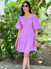 Load image into Gallery viewer, Lilac Ruching Short Dress - CHIKARI