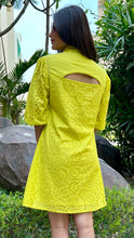 Load image into Gallery viewer, Lime Green Schiffli Dress. - CHIKARI