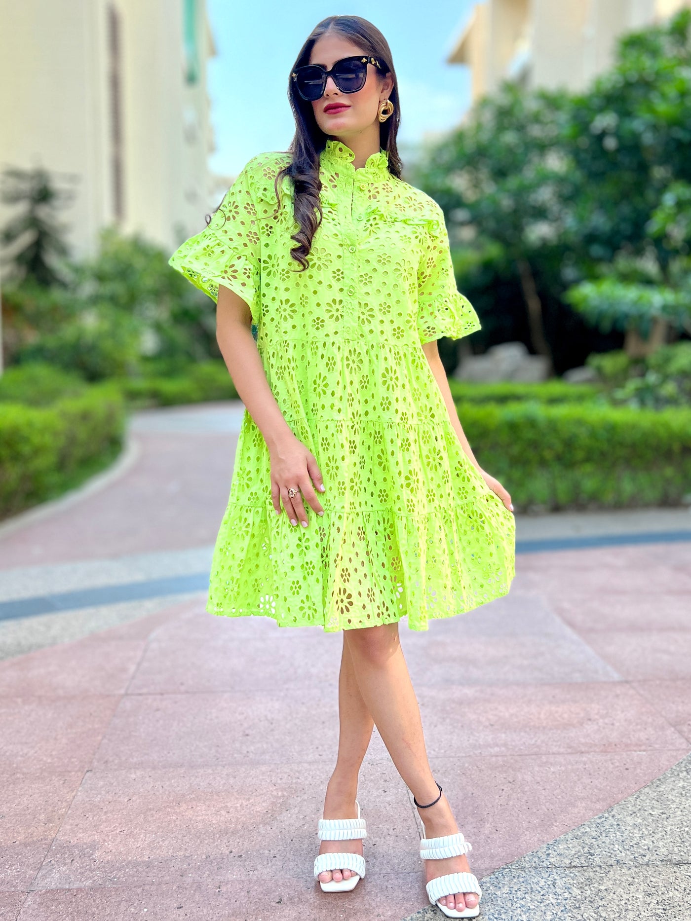 Green loose shop dress