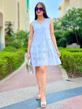 Load image into Gallery viewer, Powder Blue Sleeve Less Tiered Dress. - CHIKARI
