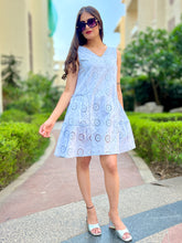 Load image into Gallery viewer, Powder Blue Sleeve Less Tiered Dress. - CHIKARI
