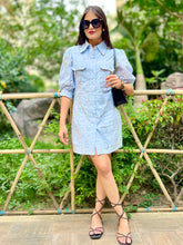 Load image into Gallery viewer, Schiffli Shirt Dress With Balloon Sleeves - CHIKARI
