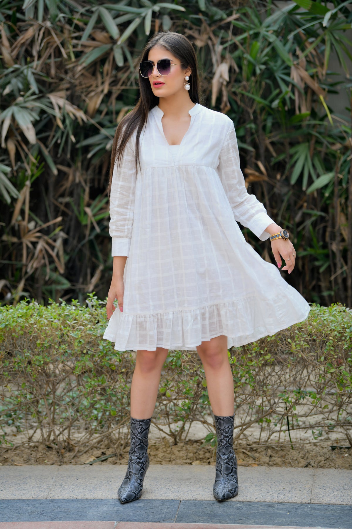 White Tiered Lose Fit Dress