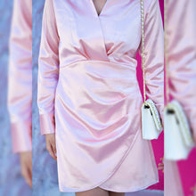 Load image into Gallery viewer, Shiny Pink Wrap Dress. - CHIKARI