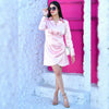 Shiny Pink Wrap Dress.