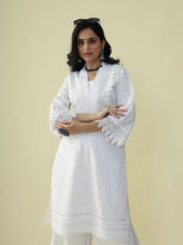 Load image into Gallery viewer, White Straight Schiffli Kurta Set
