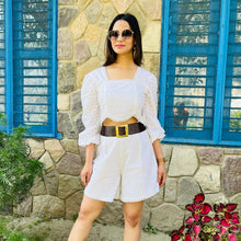 Load image into Gallery viewer, White Schiffli Short Coords - CHIKARI
