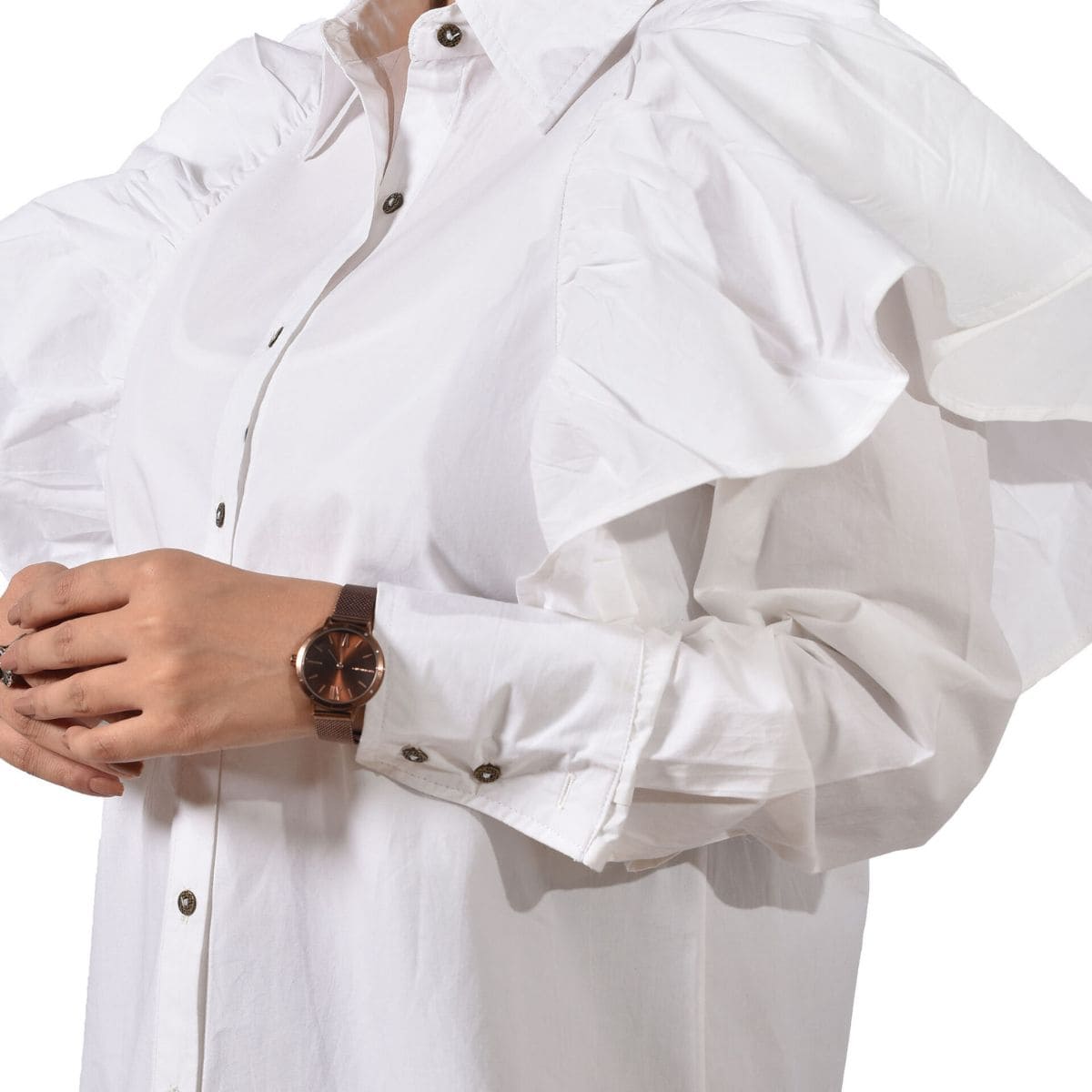 Shirt with Dramatic frill on sleeves - CHIKARI