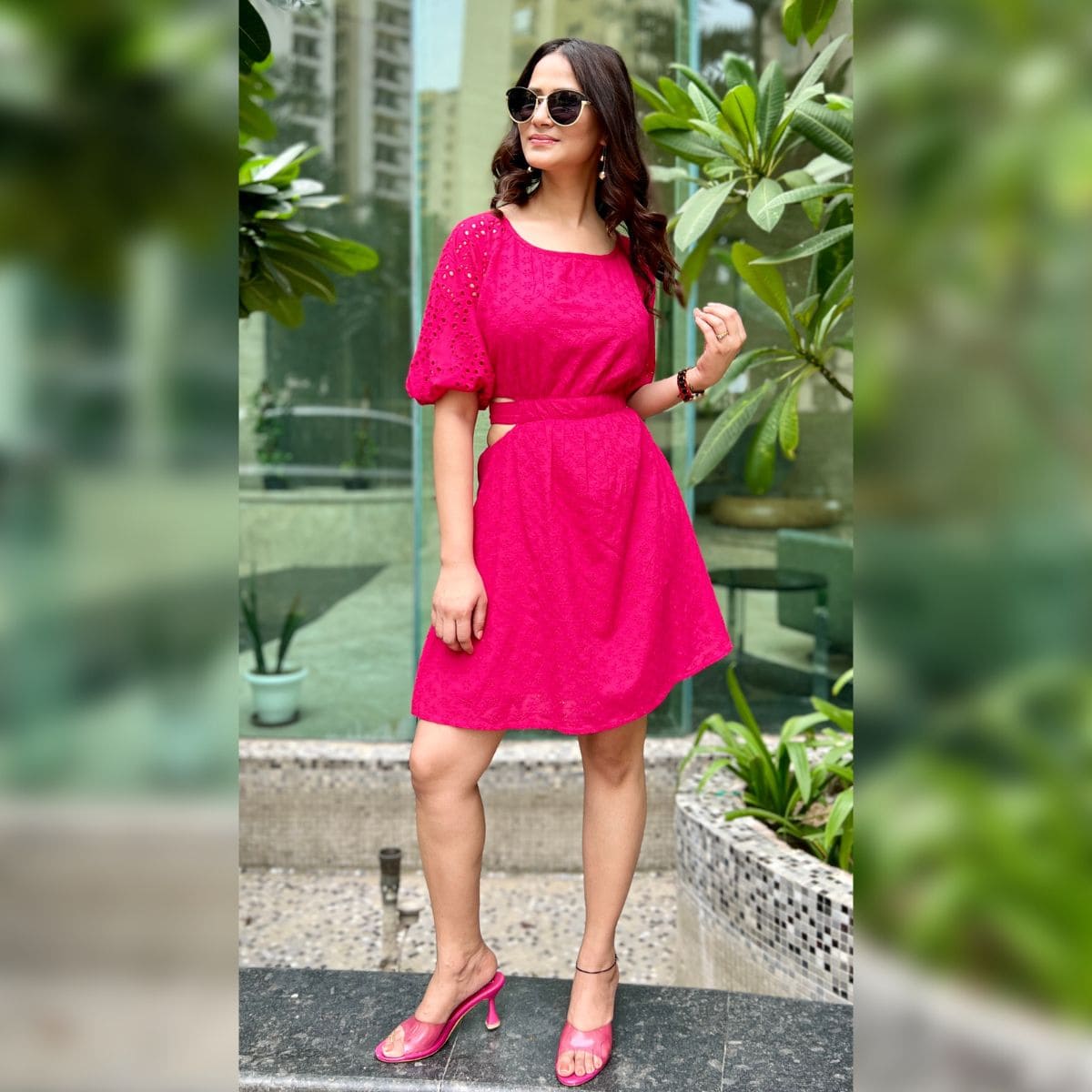 Hot Pink Cut Out Dress - CHIKARI