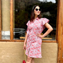 Load image into Gallery viewer, Old Rose Extended Shoulder Dress - CHIKARI

