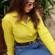 Load image into Gallery viewer, A knitted collar shirt with full sleeves - CHIKARI
