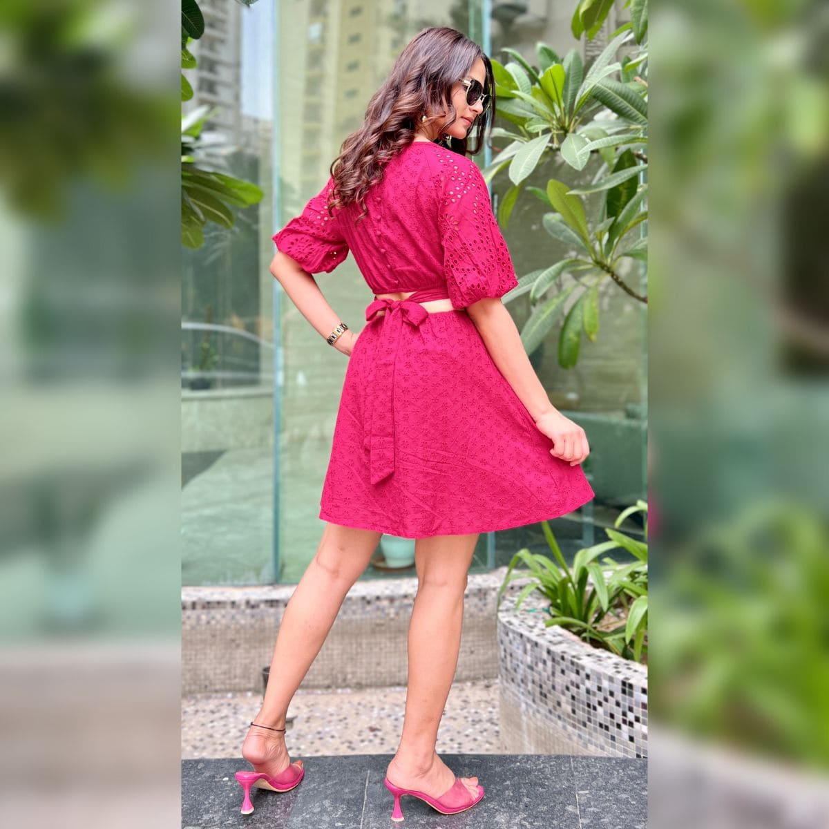 Hot Pink Cut Out Dress - CHIKARI