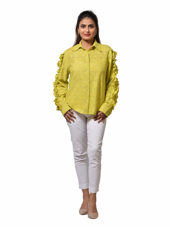 Lace Shirt With Firll On Sleeves - CHIKARI