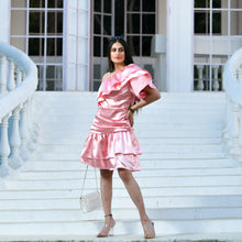 Load image into Gallery viewer, Pink Satin One Shoulder Dress - CHIKARI
