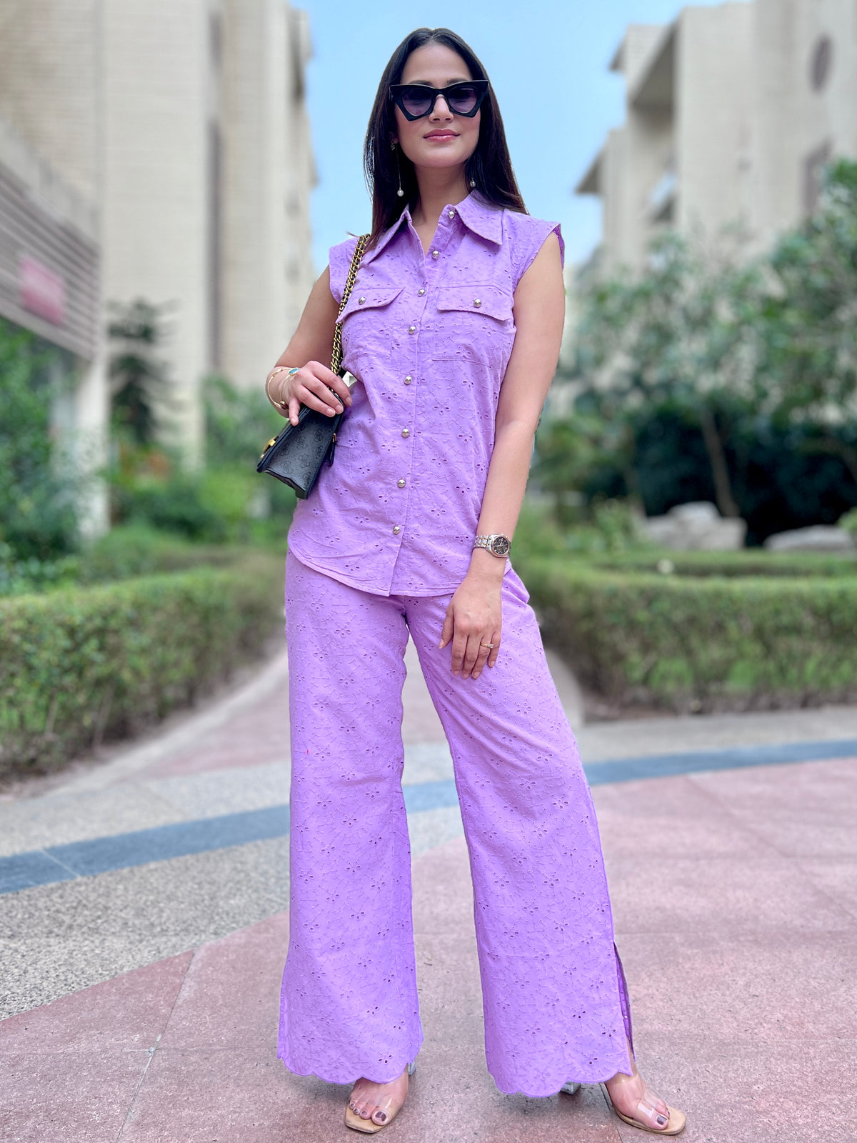 Lilac Shirt N Trouser Set. - CHIKARI