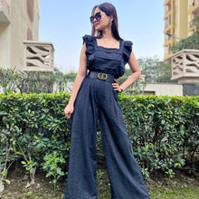 Load image into Gallery viewer, Black Schiffli Jumpsuit - CHIKARI
