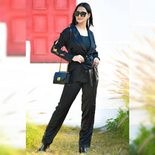Load image into Gallery viewer, Black Knot Blazer Set With Rings - CHIKARI
