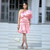 Pink Satin One Shoulder Dress