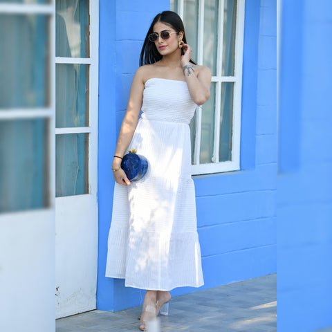 White Tube Long Dress - CHIKARI